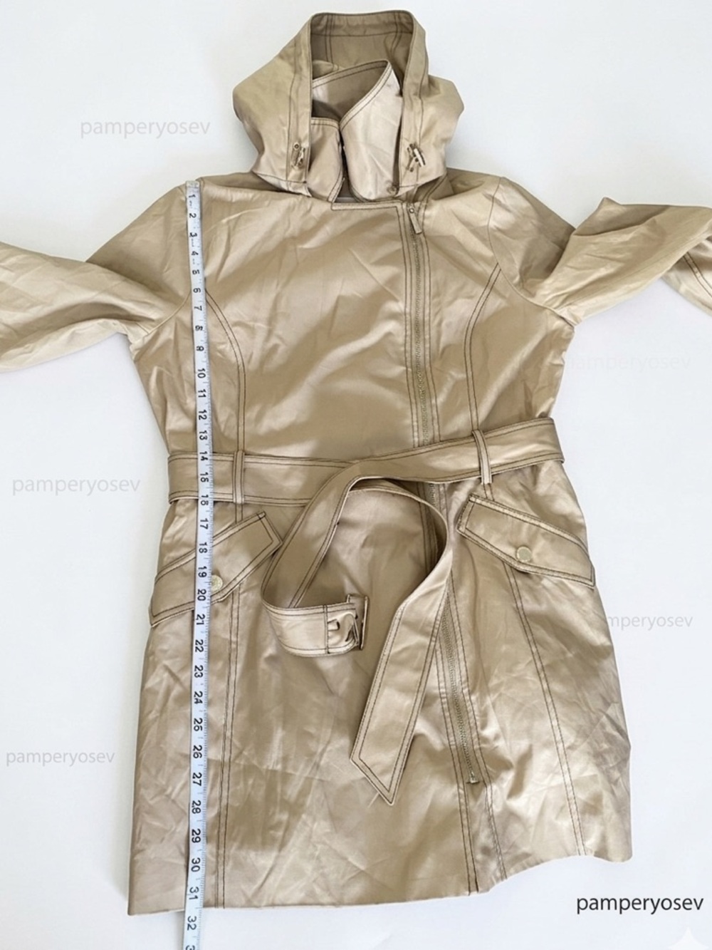 Michael Kors Women's Tan Trench Coat with Belt - Picture 3 of 14